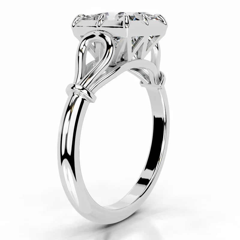 White :: IGI certified princess lab diamond solitaire engagement ring elegant bridal ring