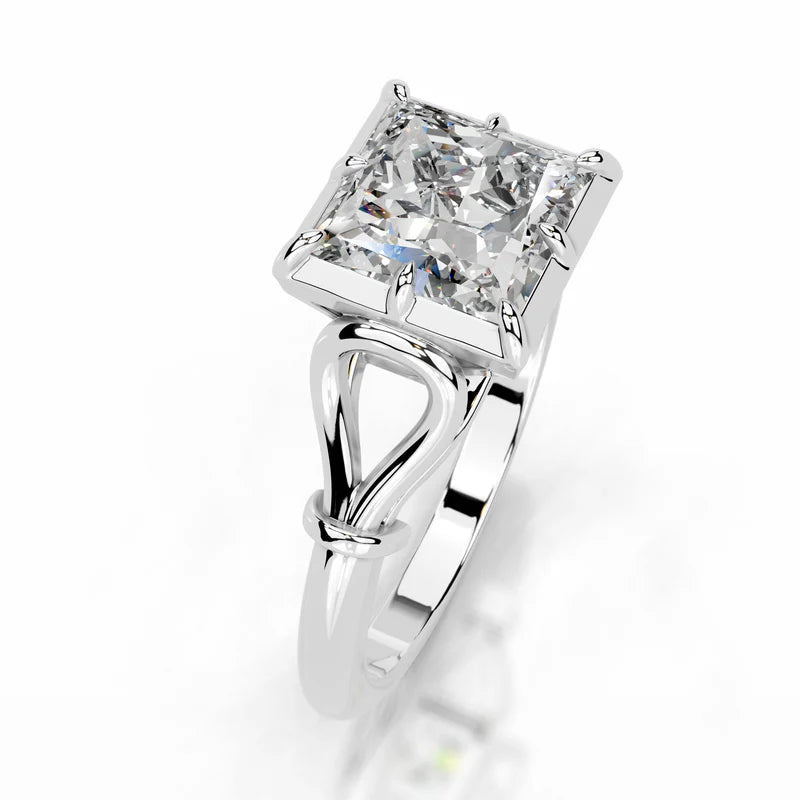 White :: Arvellae princess cut solitaire lab grown diamond ring classic engagement design