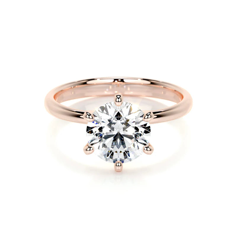 Rose :: luxury round lab diamond solitaire engagement ring fine jewelry bridal ring