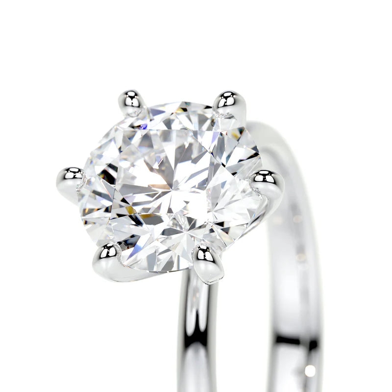 White :: Calvique round solitaire lab grown diamond ring classic engagement design