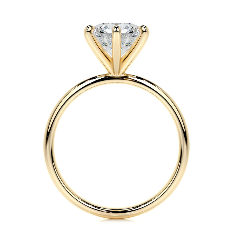 Yellow :: handcrafted round solitaire lab diamond engagement ring luxury fine jewelry