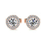 Rose :: high brilliance halo diamond studs lab grown round center with surrounding diamonds white gold