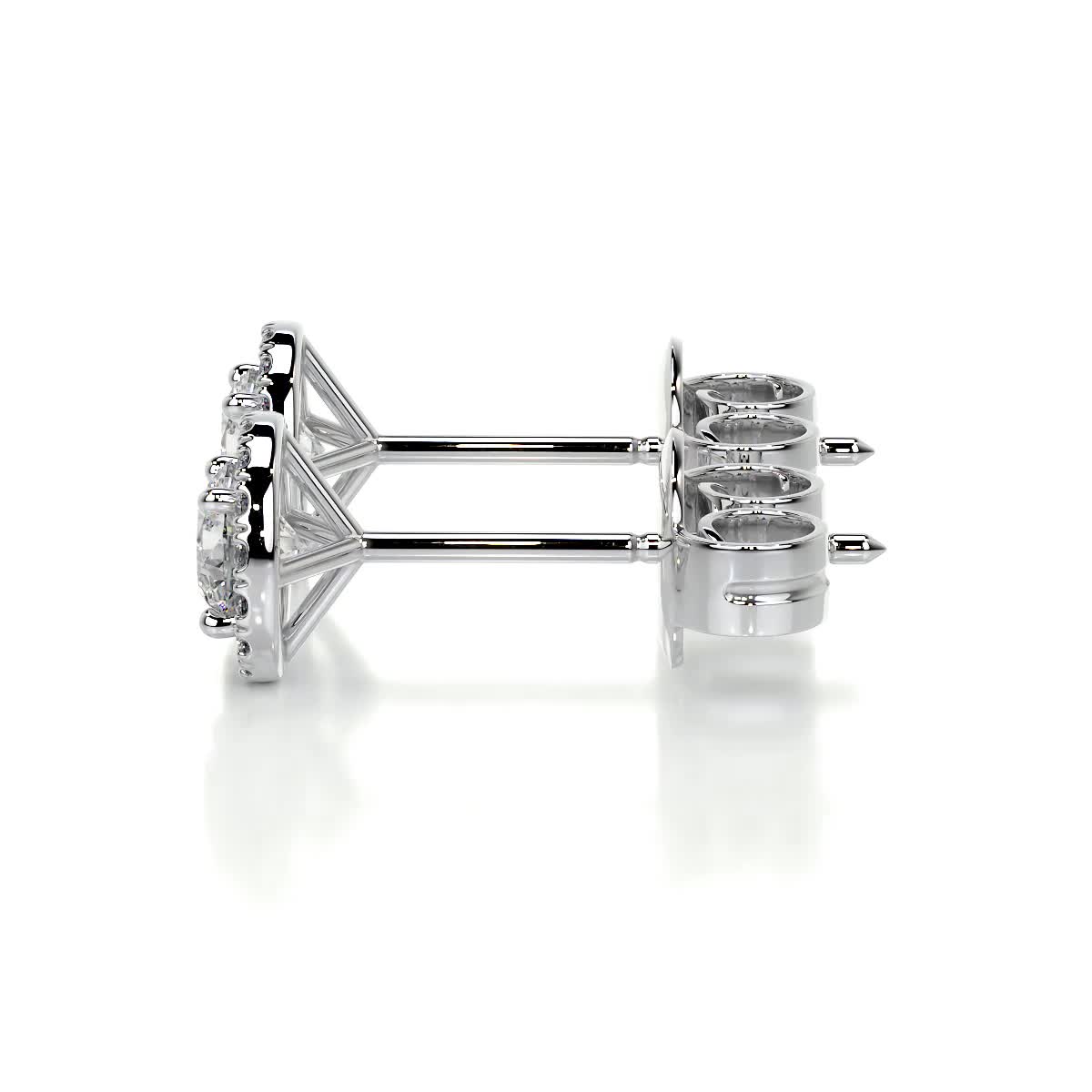White :: premium lab grown diamond halo studs white gold round center with brilliant surrounding diamonds