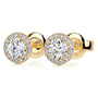 Yellow :: modern halo diamond stud earrings lab grown white gold round center stone elegant refined jewelry