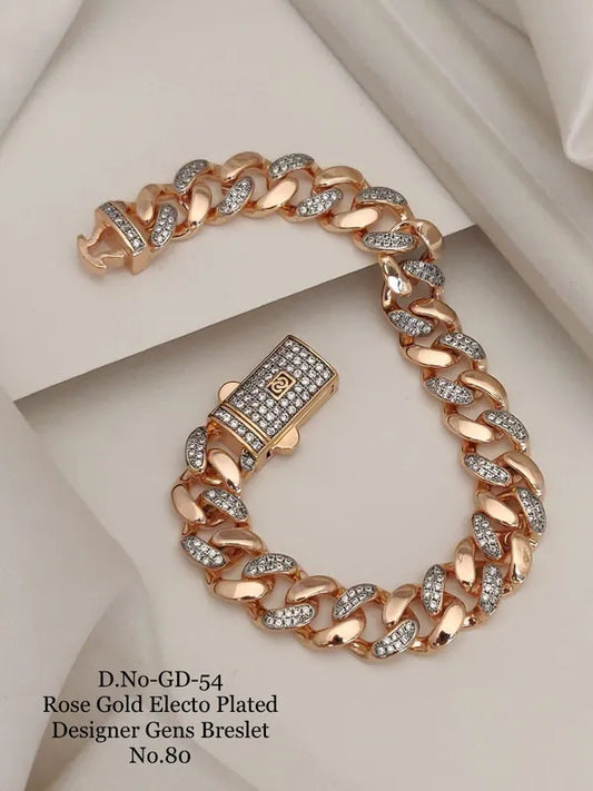 Rose Gold Electo Plated Designer Cuban Bracelet