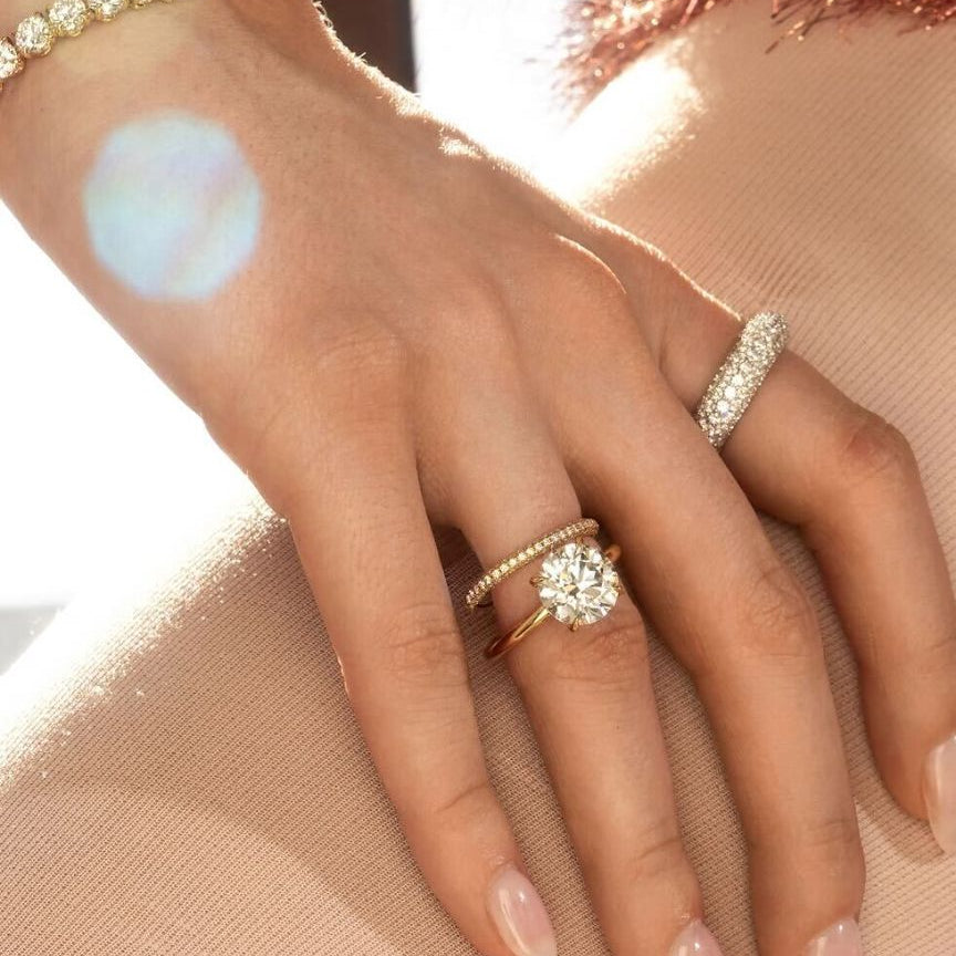 Common :: Round hidden halo lab grown diamond engagement ring 3.11 carat by Unii Jewels product image