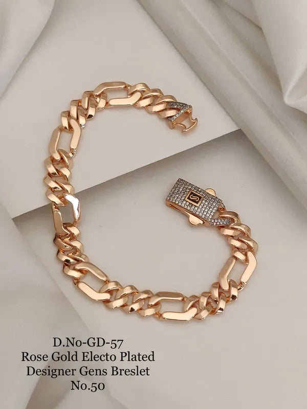 Rose Gold Electo Plated Designer Cuban Bracelet