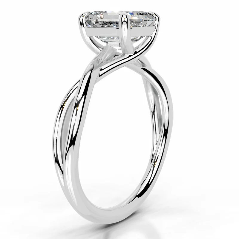 White :: IGI certified asscher lab diamond solitaire engagement ring elegant bridal ring