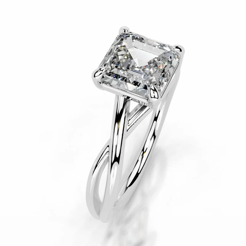 White :: Norielle asscher cut solitaire lab grown diamond ring vintage engagement design