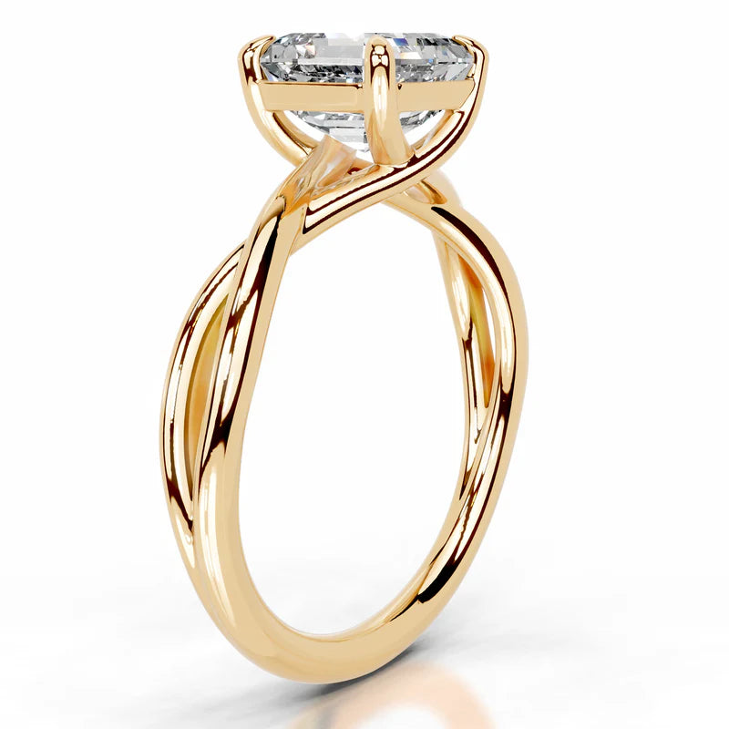 Yellow :: handcrafted asscher solitaire lab diamond engagement ring luxury fine jewelry