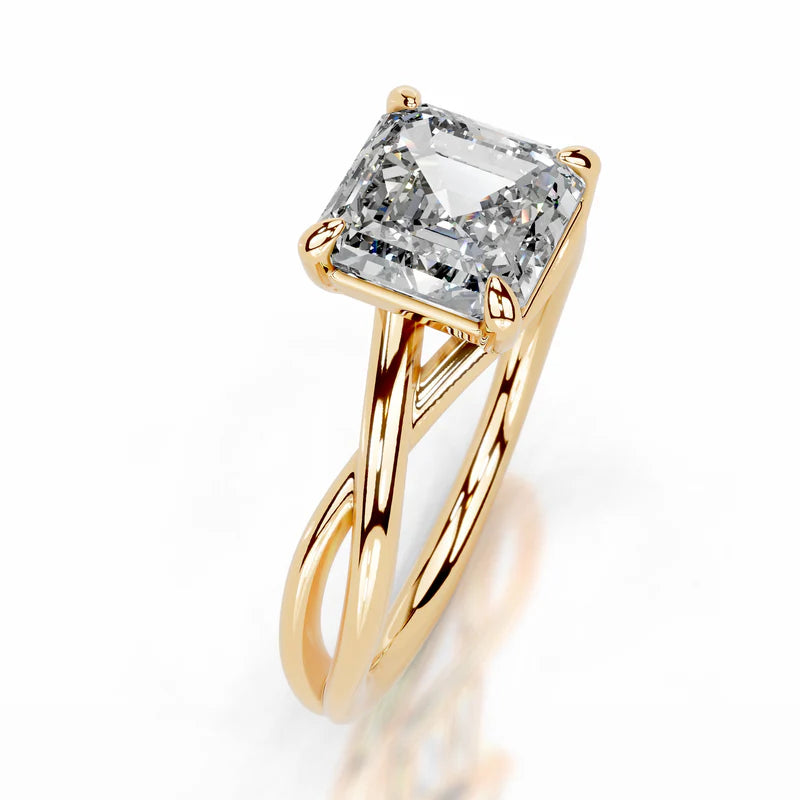 Yellow :: fine jewelry asscher lab grown diamond solitaire engagement ring women ring