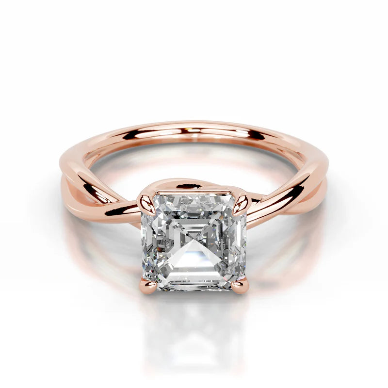 Rose :: asscher lab grown diamond solitaire engagement ring step cut elegance white gold