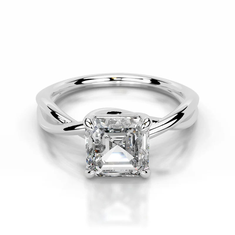 White :: Norielle asscher solitaire lab grown diamond engagement ring IGI certified