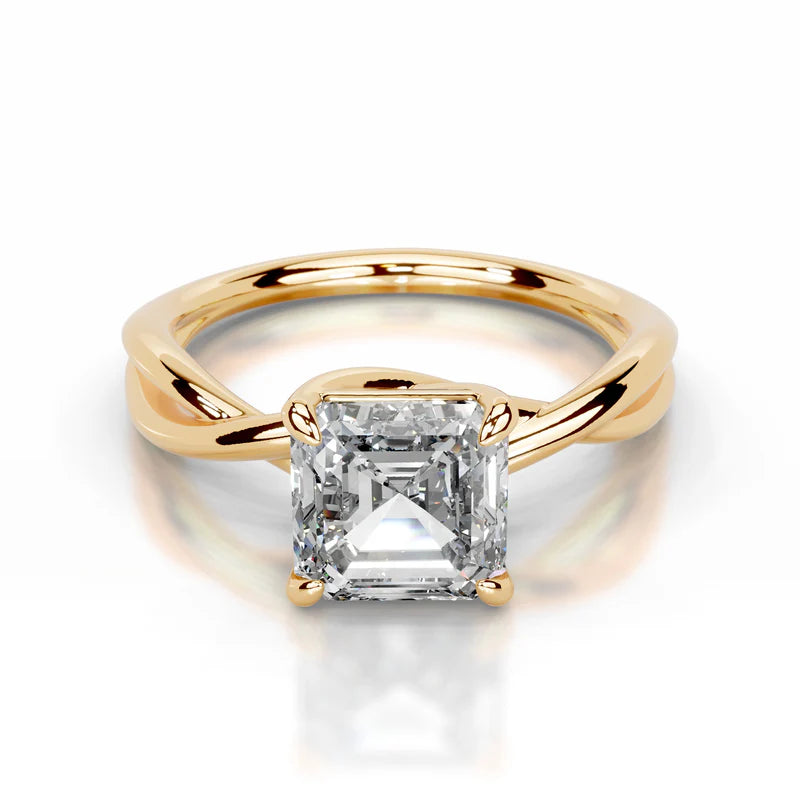 Yellow :: premium asscher lab diamond solitaire engagement ring IGI certified ring