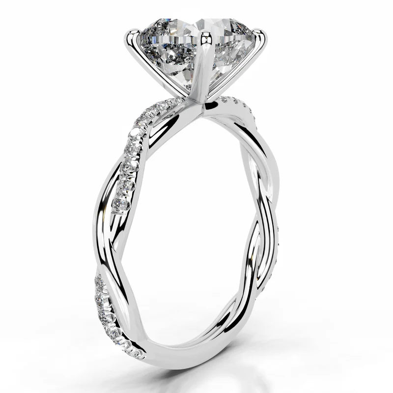 White :: cushion cut lab grown diamond engagement ring pavé band white gold luxury