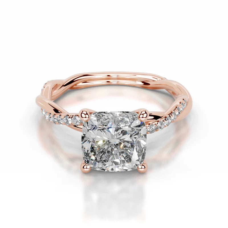 Rose :: cushion pavé lab grown diamond engagement ring sparkle white gold band