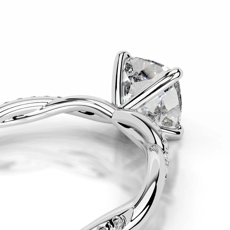 White :: Solmique cushion cut pavé lab grown diamond ring luxury engagement design
