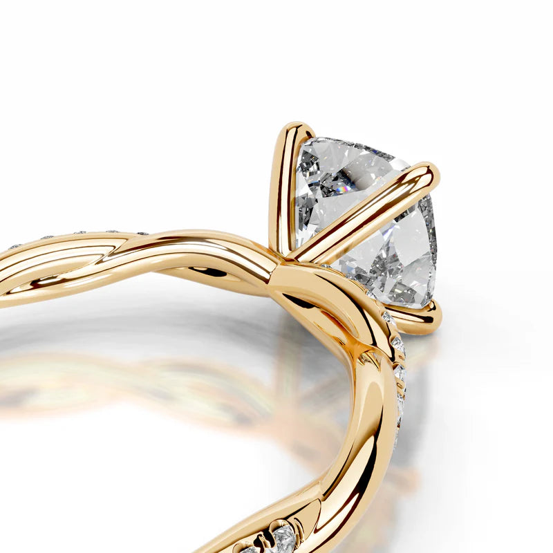 Yellow :: fine jewelry cushion lab grown diamond pavé engagement ring women ring