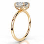 Yellow :: sustainable elongated cushion lab grown diamond engagement ring hidden halo