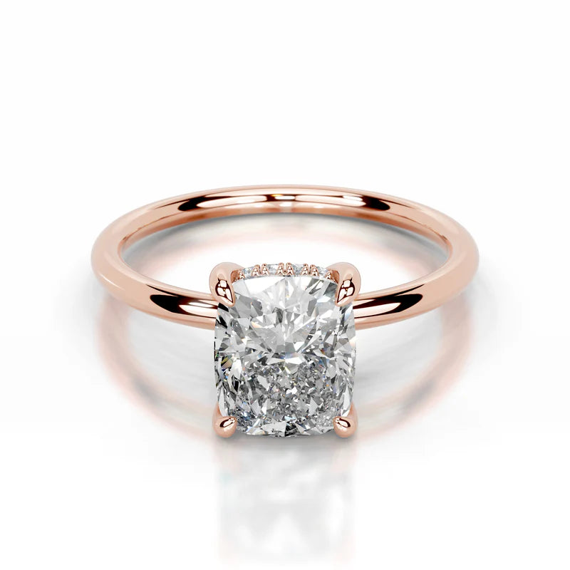 Rose :: luxury elongated cushion lab diamond hidden halo engagement ring bridal jewelry