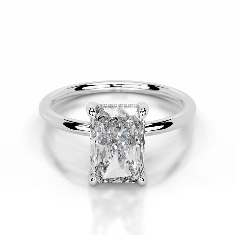 White :: Zenviquea radiant hidden halo lab grown diamond engagement ring IGI certified