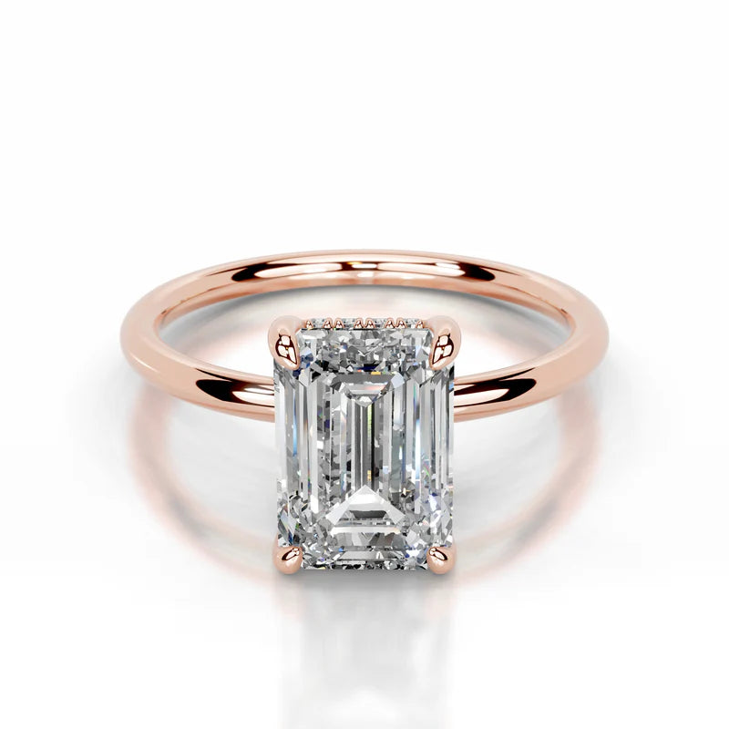 Rose :: luxury emerald lab diamond hidden halo engagement ring fine jewelry bridal ring