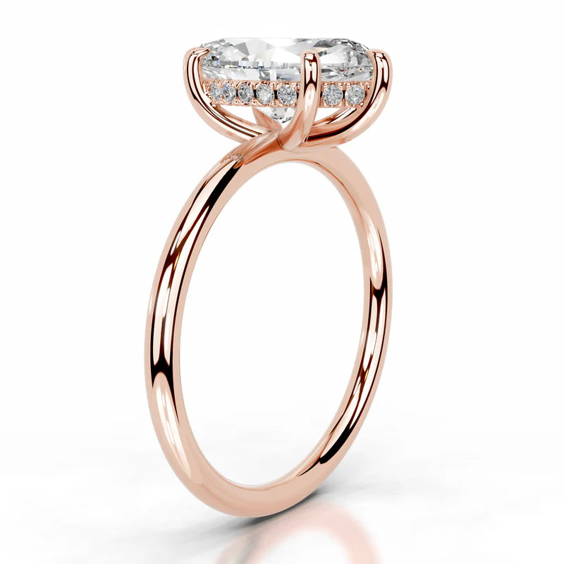 Rose :: modern marquise hidden halo lab grown diamond engagement ring bridal jewelry