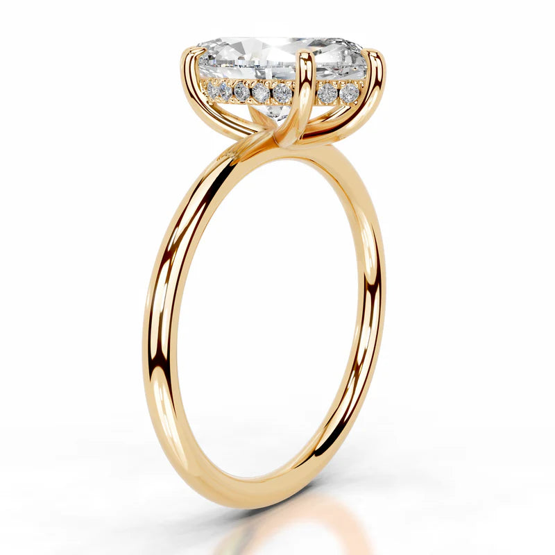 Yellow :: women’s marquise cut lab diamond hidden halo engagement ring white gold band