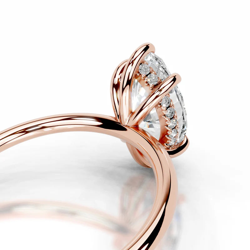 Rose :: elegant marquise cut lab grown diamond ring hidden halo timeless design