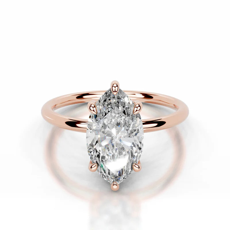 Rose :: luxury marquise lab diamond hidden halo engagement ring fine jewelry bridal ring