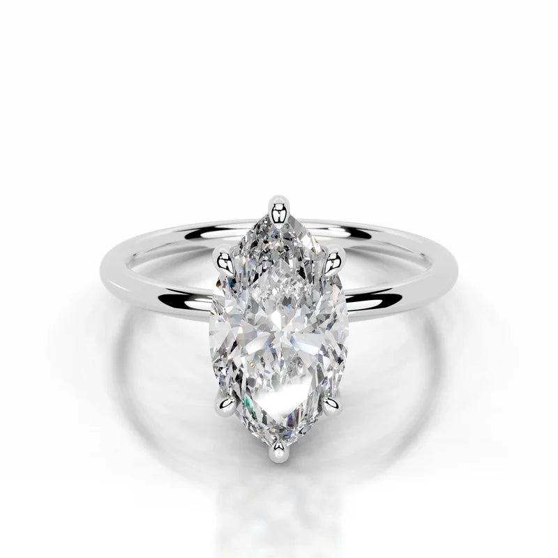 White :: Zenviquea marquise hidden halo lab grown diamond engagement ring IGI certified