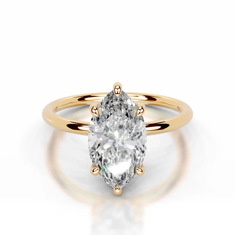 Yellow :: handcrafted marquise hidden halo lab diamond engagement ring luxury fine jewelry