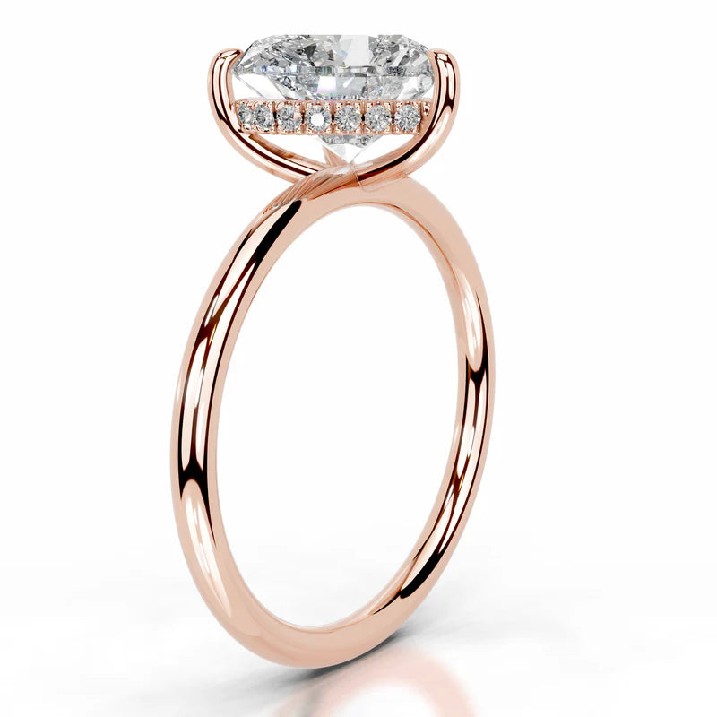 Rose :: modern heart hidden halo lab grown diamond engagement ring romantic jewelry