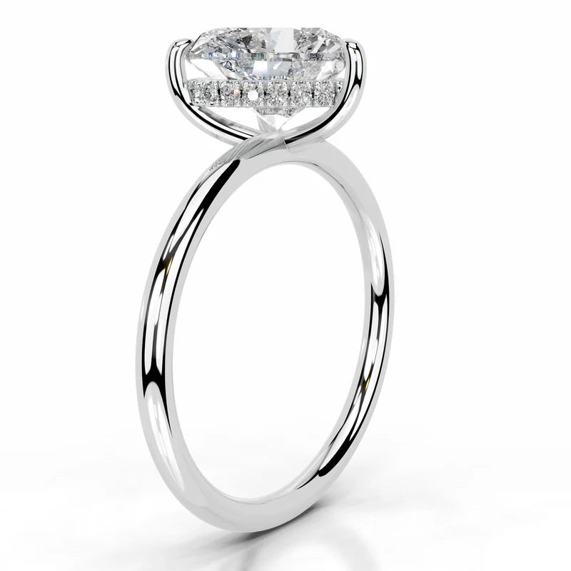 White :: IGI certified heart lab diamond hidden halo engagement ring romantic bridal ring