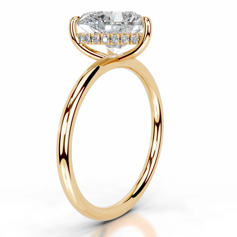 Yellow :: women’s heart cut lab diamond hidden halo engagement ring white gold band