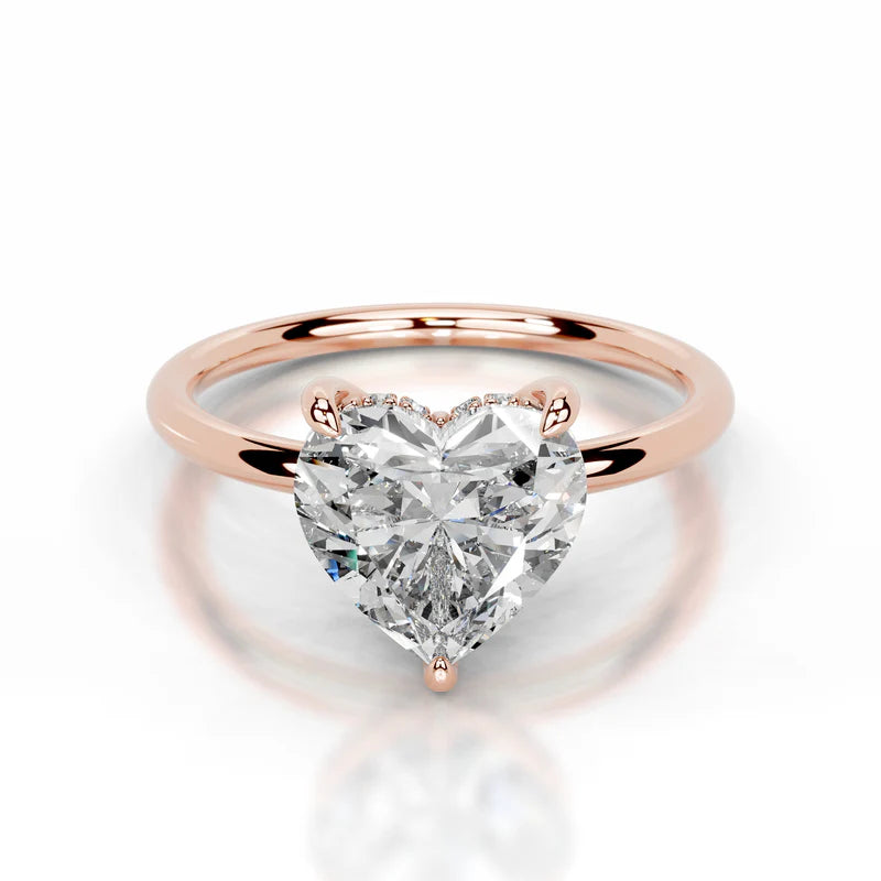 Rose :: luxury heart lab diamond hidden halo engagement ring fine jewelry bridal ring