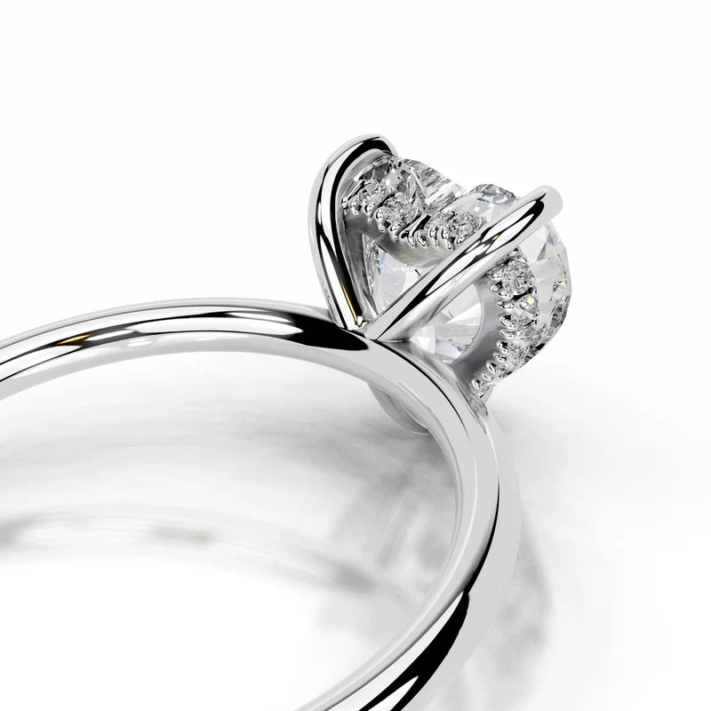 White :: heart hidden halo lab grown diamond engagement ring sparkle white gold band