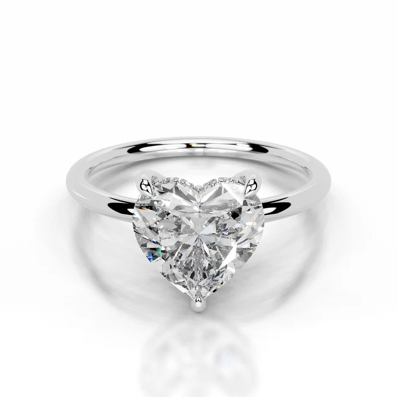 White :: Zenviquea heart hidden halo lab grown diamond engagement ring IGI certified