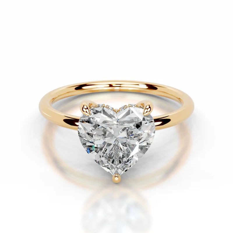 Yellow :: handcrafted heart hidden halo lab diamond engagement ring luxury fine jewelry