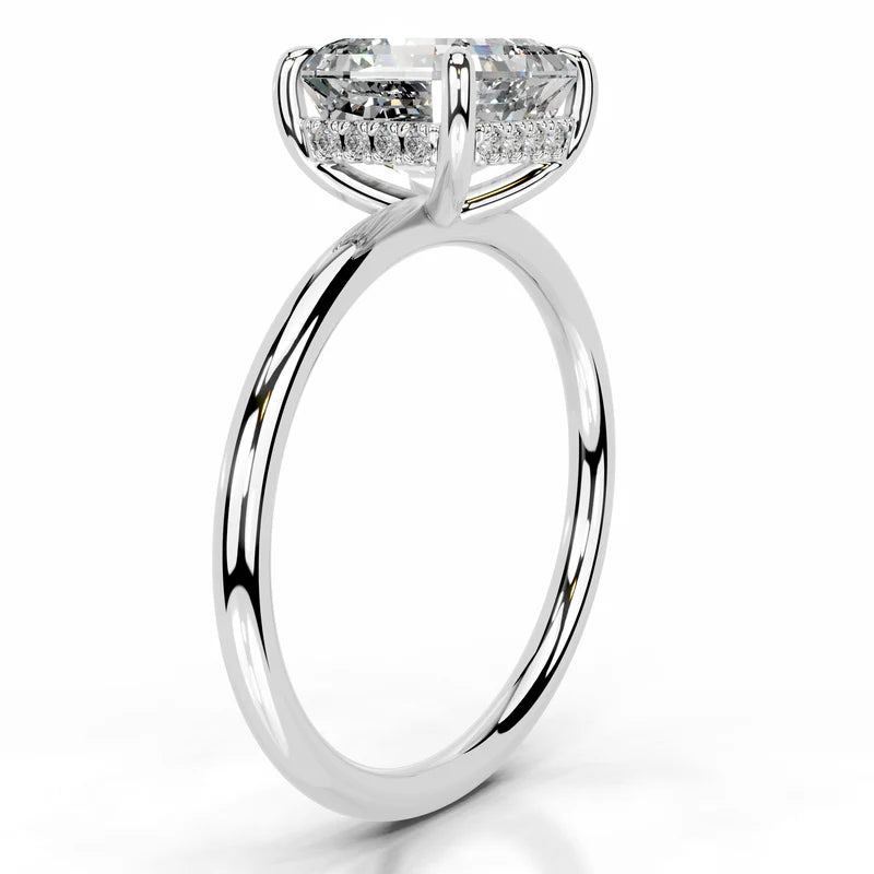 White :: Zenviquea asscher cut hidden halo lab grown diamond ring luxury design