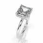 White :: asscher hidden halo lab grown diamond engagement ring sparkle white gold band