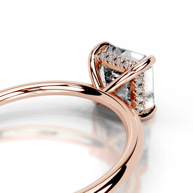 Rose :: modern asscher hidden halo lab grown diamond engagement ring bridal jewelry