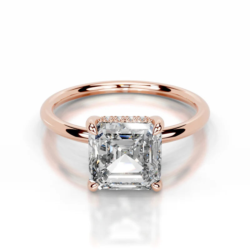 Rose :: luxury asscher lab diamond hidden halo engagement ring fine jewelry bridal ring