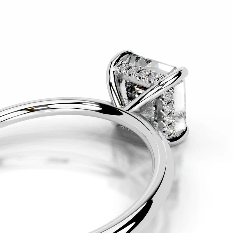 White :: IGI certified asscher lab diamond hidden halo engagement ring elegant bridal ring