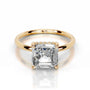 Yellow :: handcrafted asscher hidden halo lab diamond engagement ring luxury fine jewelry
