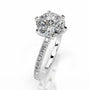 White :: Round brilliant lab grown diamond engagement ring with round diamond accents