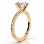 Yellow :: Minimalist round cut lab diamond ring with round accent elegant design