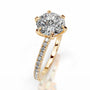 Yellow :: Round diamond ring lab grown with round side stones for proposal