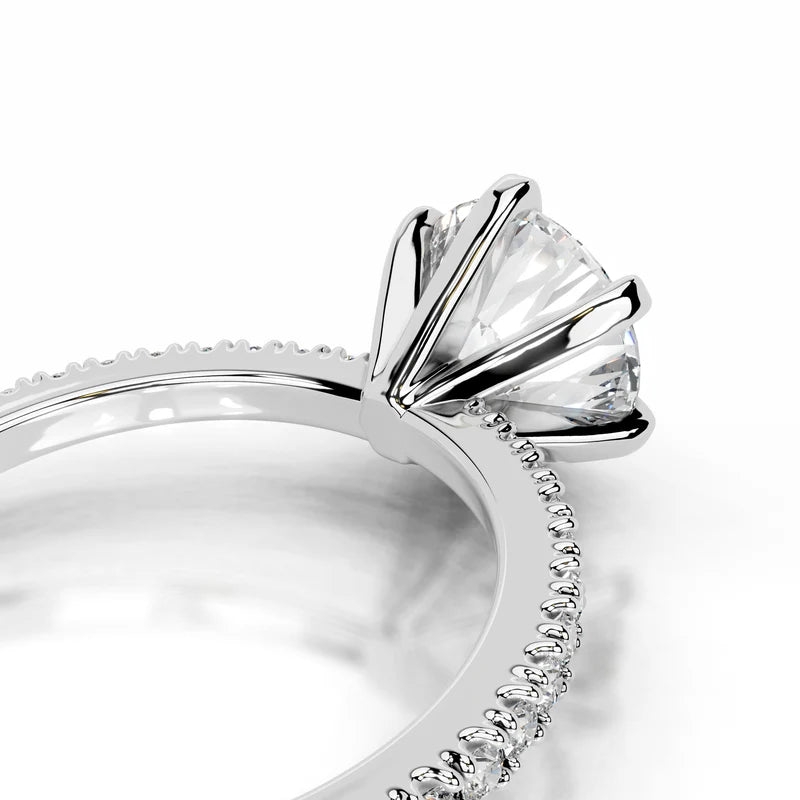 White :: Elegant round lab diamond ring with round side stones classic engagement