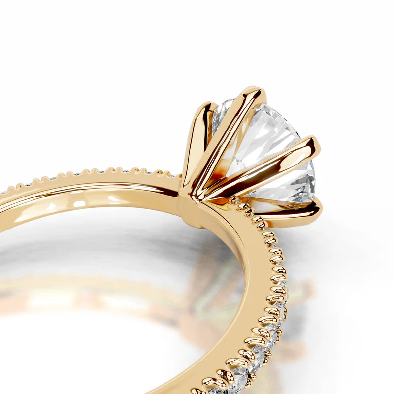 Yellow :: Premium round lab grown diamond ring with round accent engagement jewelry